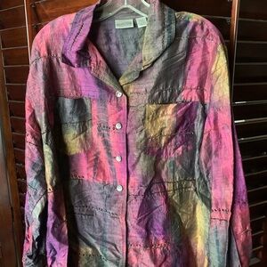 Chico's Vibrant Patchwork Button-Down Shirt